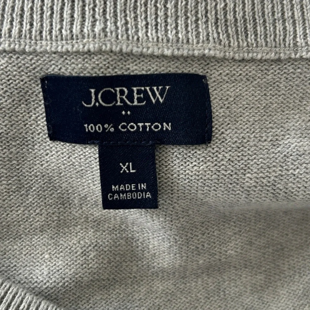 J.CREW Men's Heather Grey 100% Cotton Crew Neck Sweater-Tee - XL
